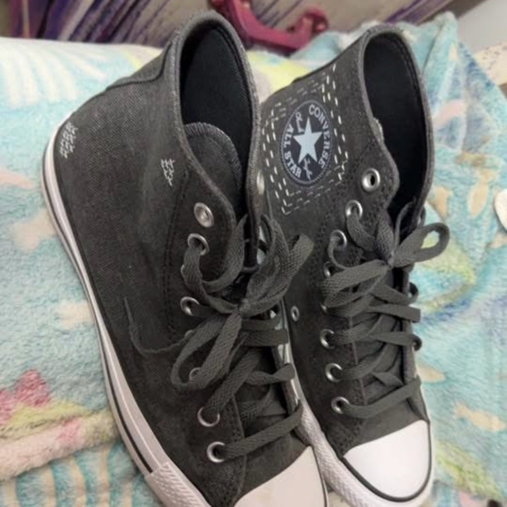 Converse Charcoal High-Top Sneakers with White Accents